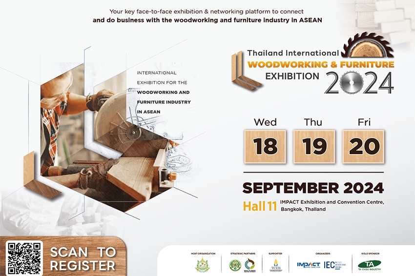 อิมแพ็ค เอ็กซิบิชั่น รับโอกาสอุตสาหกรรมไม้ เฟอร์นิเจอร์ไทยโตไม่หยุด เตรียมจัด “Thailand International Woodworking & Furniture Exhibition 2024” เชื่อมเครือข่ายนักธุรกิจทั่วอาเซียน